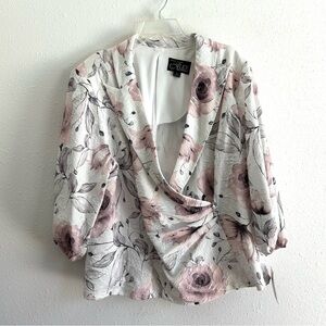 Alex Evenings Shimmer Blouse Womens Plus Size 3X Ivory Pink Formal Wedding Guest